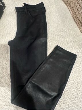 L'AGENCE Shiny Black Faux Leather Jeans